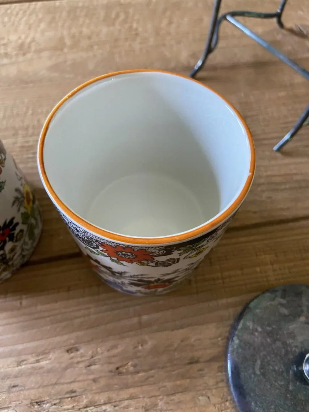 vintage porcelain condiment jar set, retro porcelain kitchen canister set